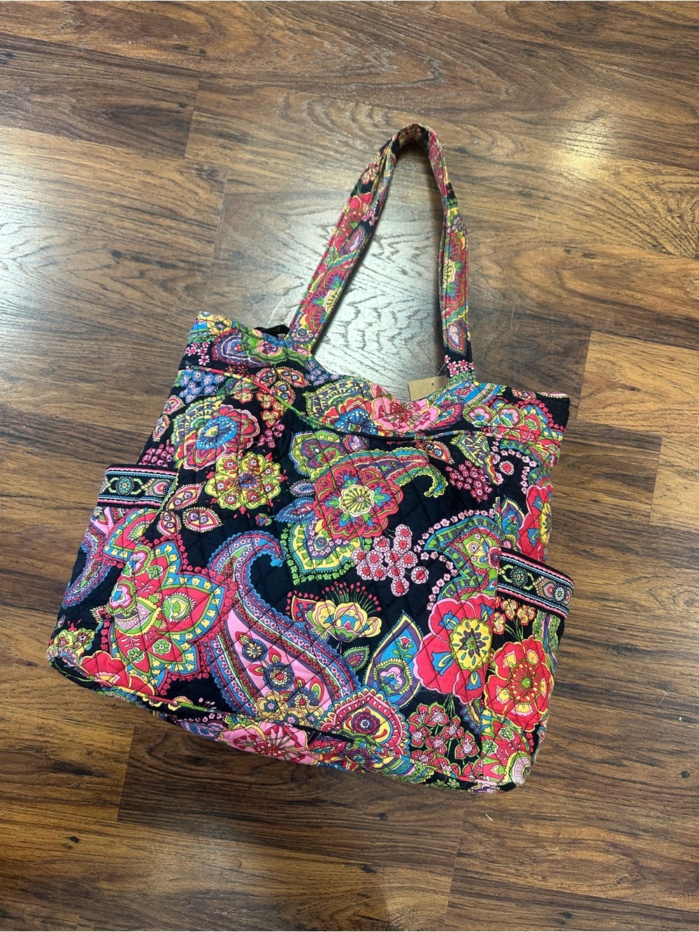 Vera Bradley Black Multi Quilted Paisley Floral Tote